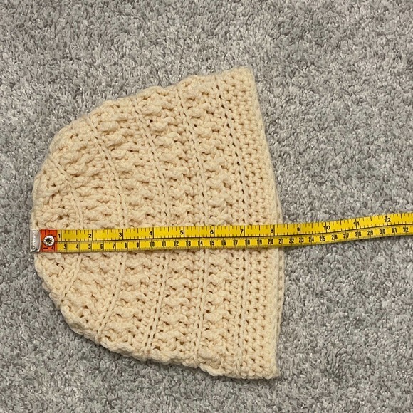 Handmade Cream Crochet Beanie NWOT Never Worn 8.5" from center - Picture 5 of 5